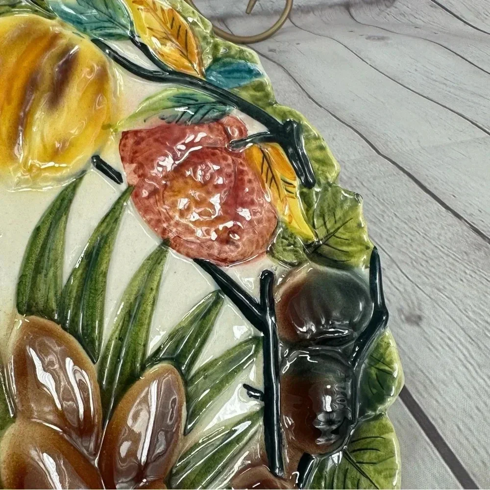 Vintage plate made in italy with olives figs Sicilian blood orange Quince fig
